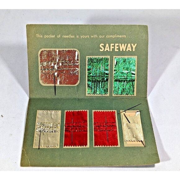 Vintage Safeway Supermarket Complimentary Sewing Needle Pack with Needles - Picture 3 of 3